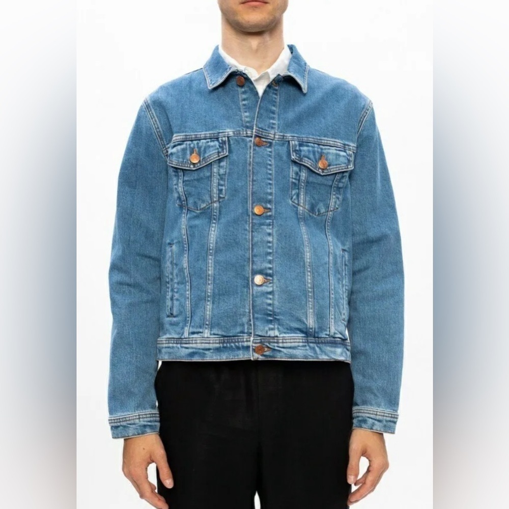 SAMSOE laust jacket small men’s denim jacket light wash color worn n’ trashed